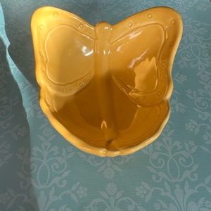 Pretty Vintage Yellow Butterfly Bowl